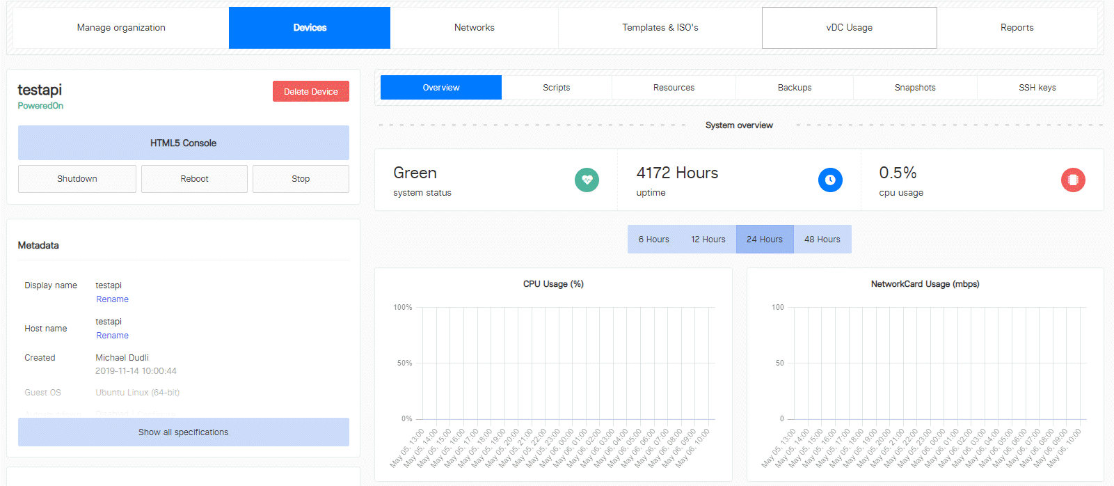 Screenshot der Serververwaltung im Xelon HQ.