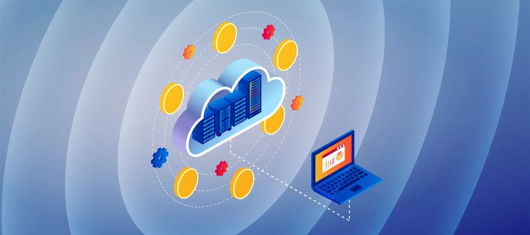 Illustration rising profits thanks to cloud services